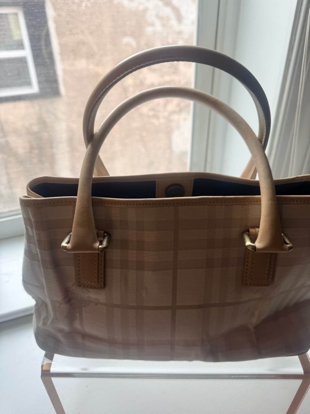 VINTAGE RARE Burberry London Tonal Nova Check Expandable Satchel - May 2002 - Picture 2 of 16